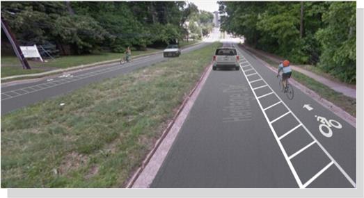 Heritage Drive lost one auto traffic lane when bike lanes were added.
